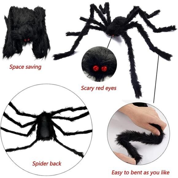 Halloween Decorations - 295" Halloween Spider Web Decorations Outdoor + 59" - Picture 4 of 7